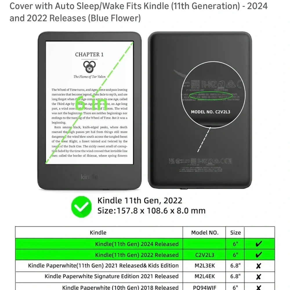 Kindle case for 6.8